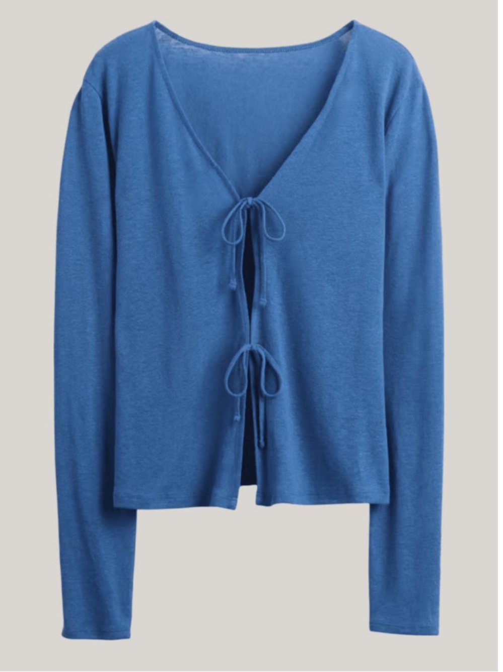 GAP Blue Tie-Front V-Neck Long Sleeve Top